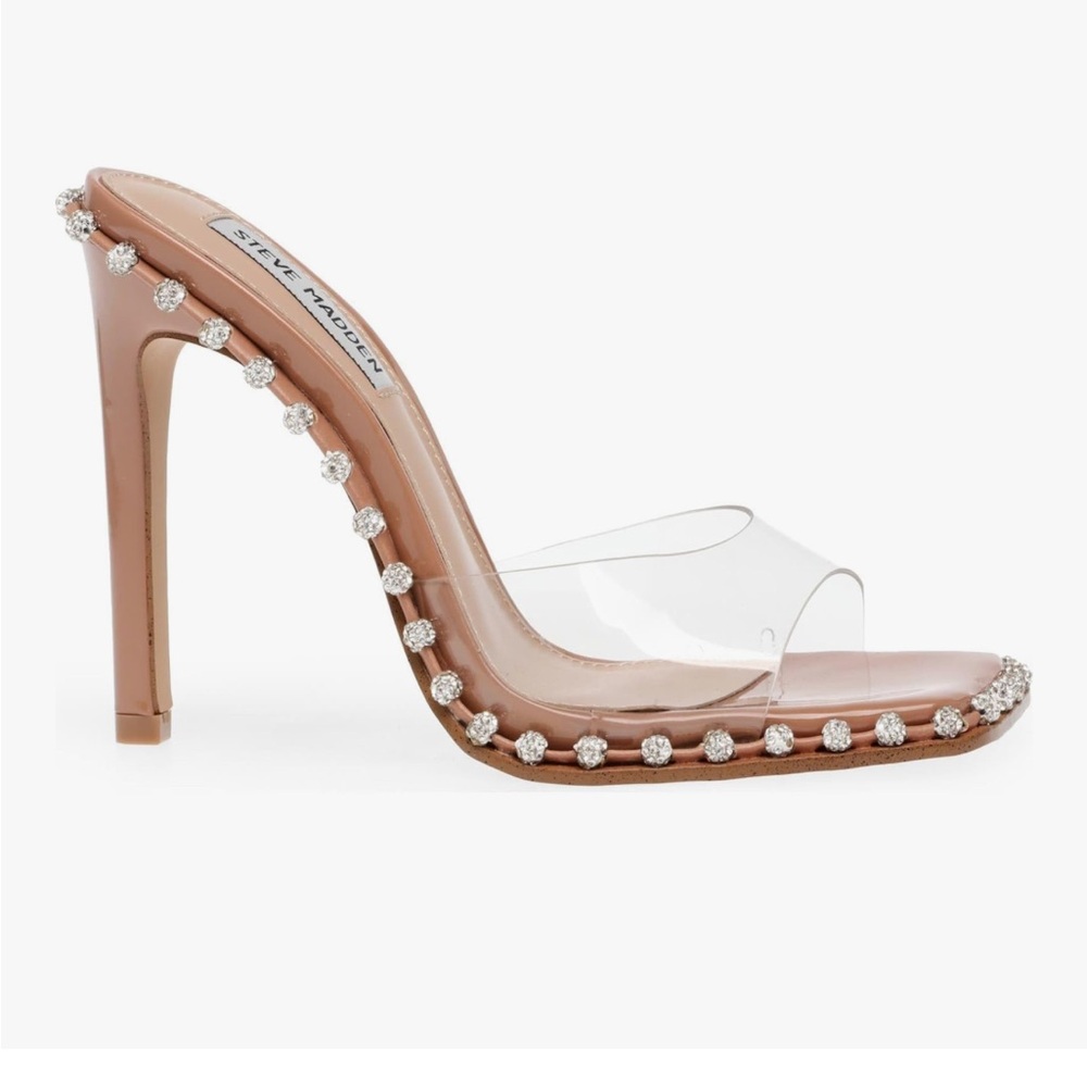 Steve Madden Tan Zaylee Heel with Clear Strap